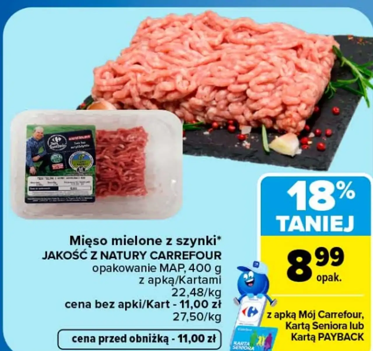 Mięso mielone z szynki Jakość z Natury Carrefour