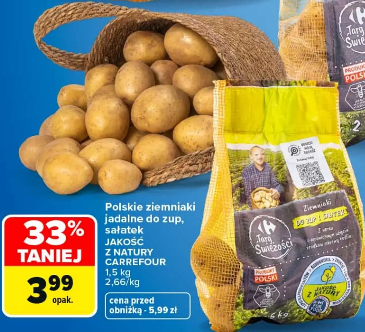 Polskie ziemniaki jadalne do zup, sałatek JAKOŚĆ Z NATURY CARREFOUR