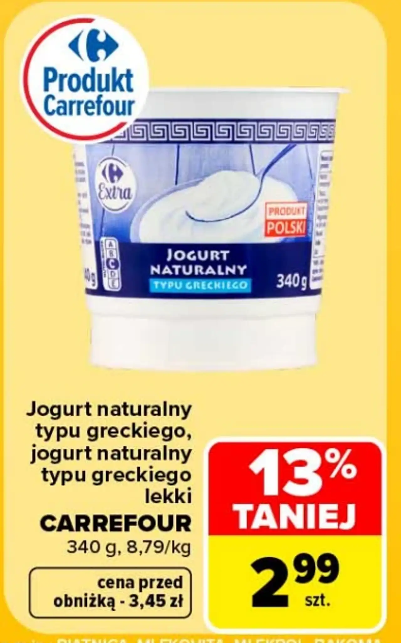 Jogurt naturalny typu greckiego, jogurt naturalny typu greckiego lekki CARREFOUR