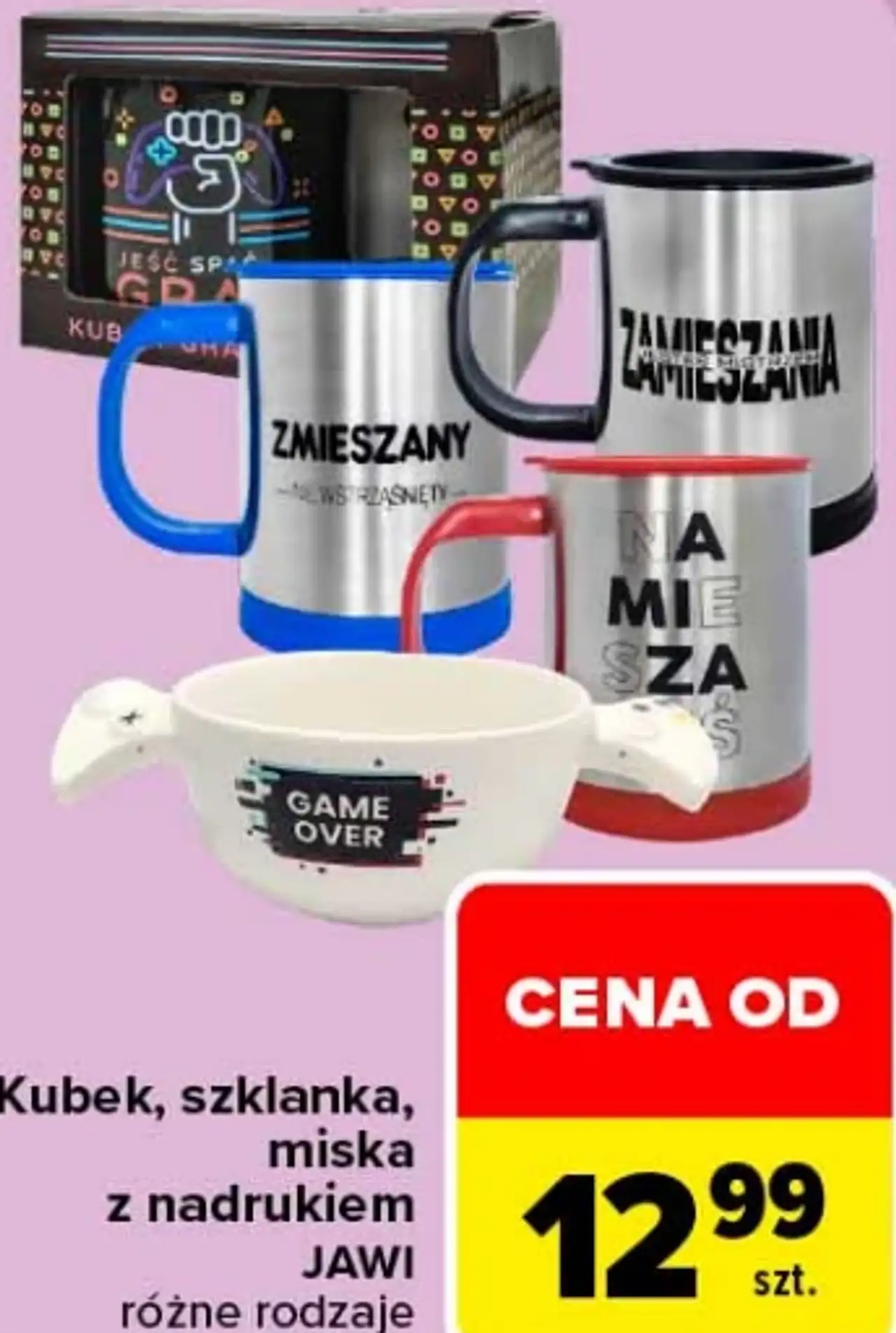 Kubek, szklanka, miska z nadrukiem JAWI