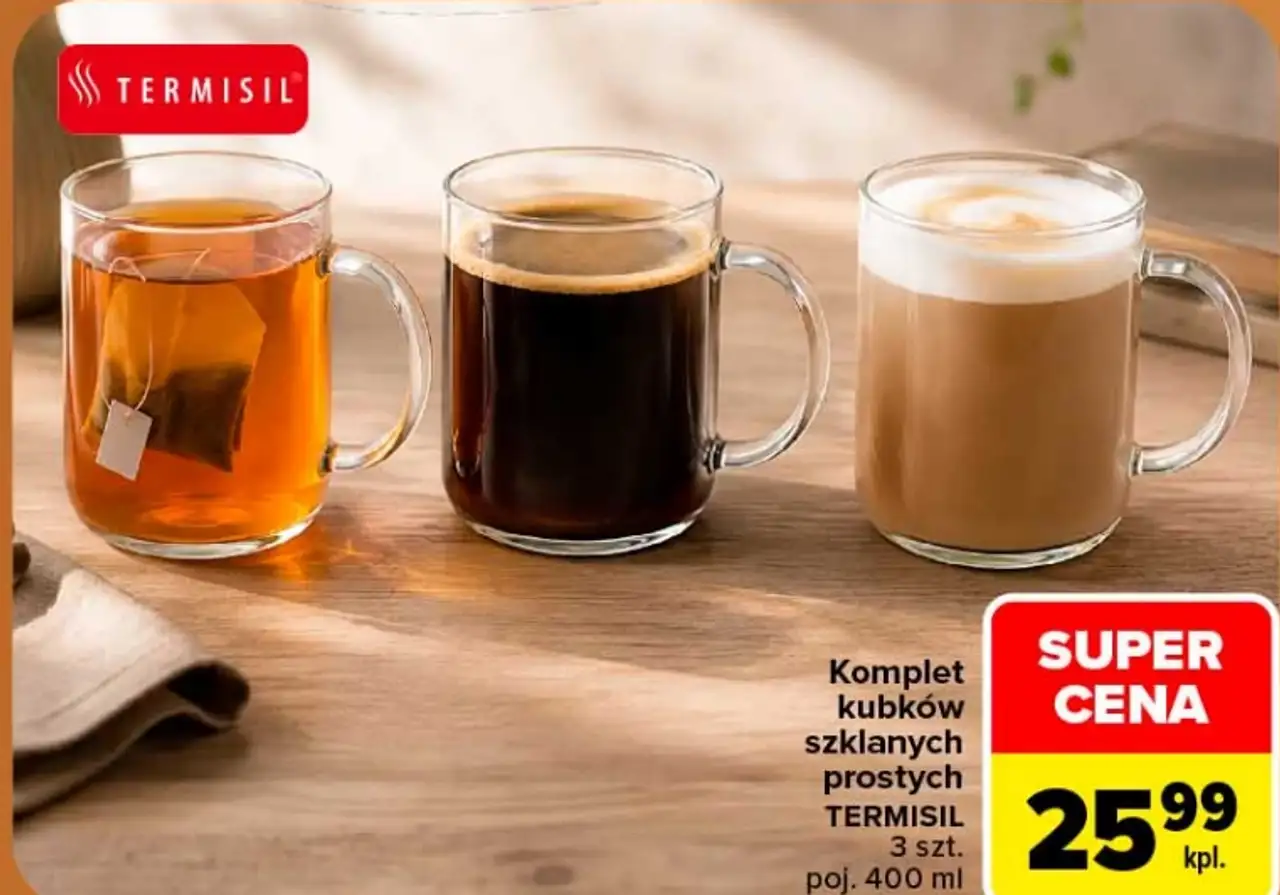 Komplet kubków szklanych prostych TERMISIL