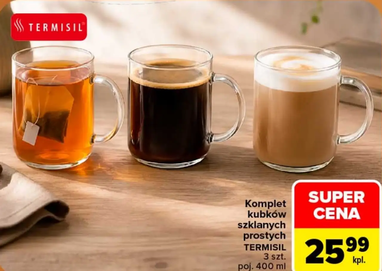 Komplet kubków szklanych prostych Termisil 3 szt. 400 ml