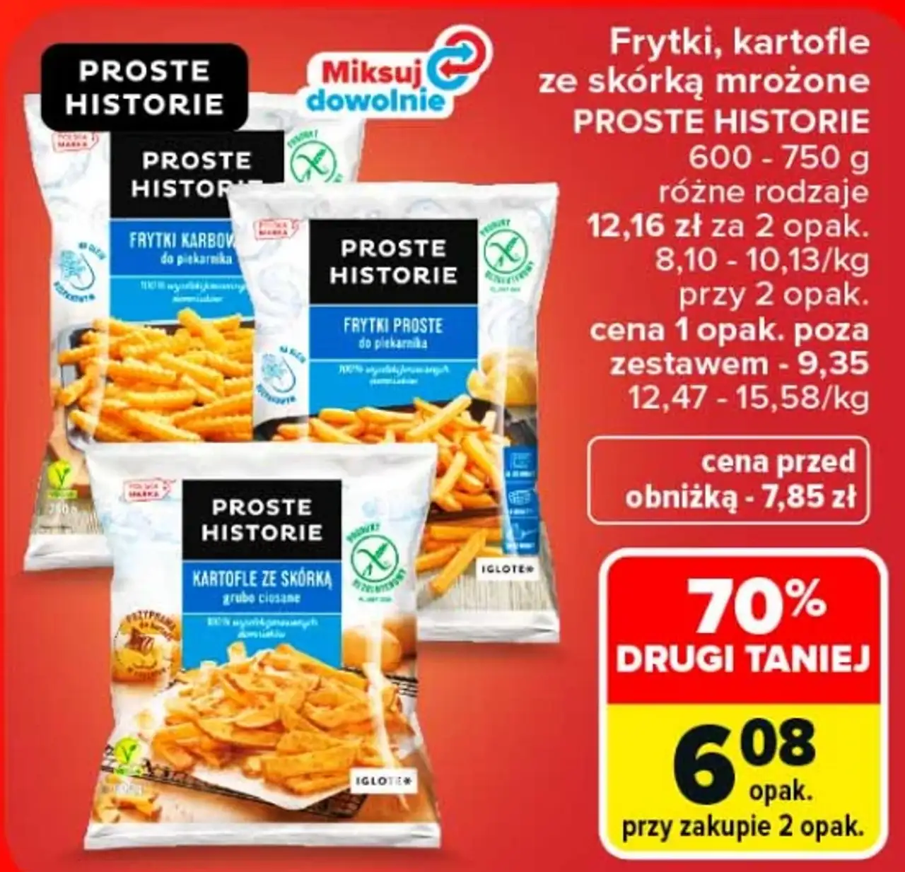Frytki, kartofle ze skórką mrożone PROSTE HISTORIE