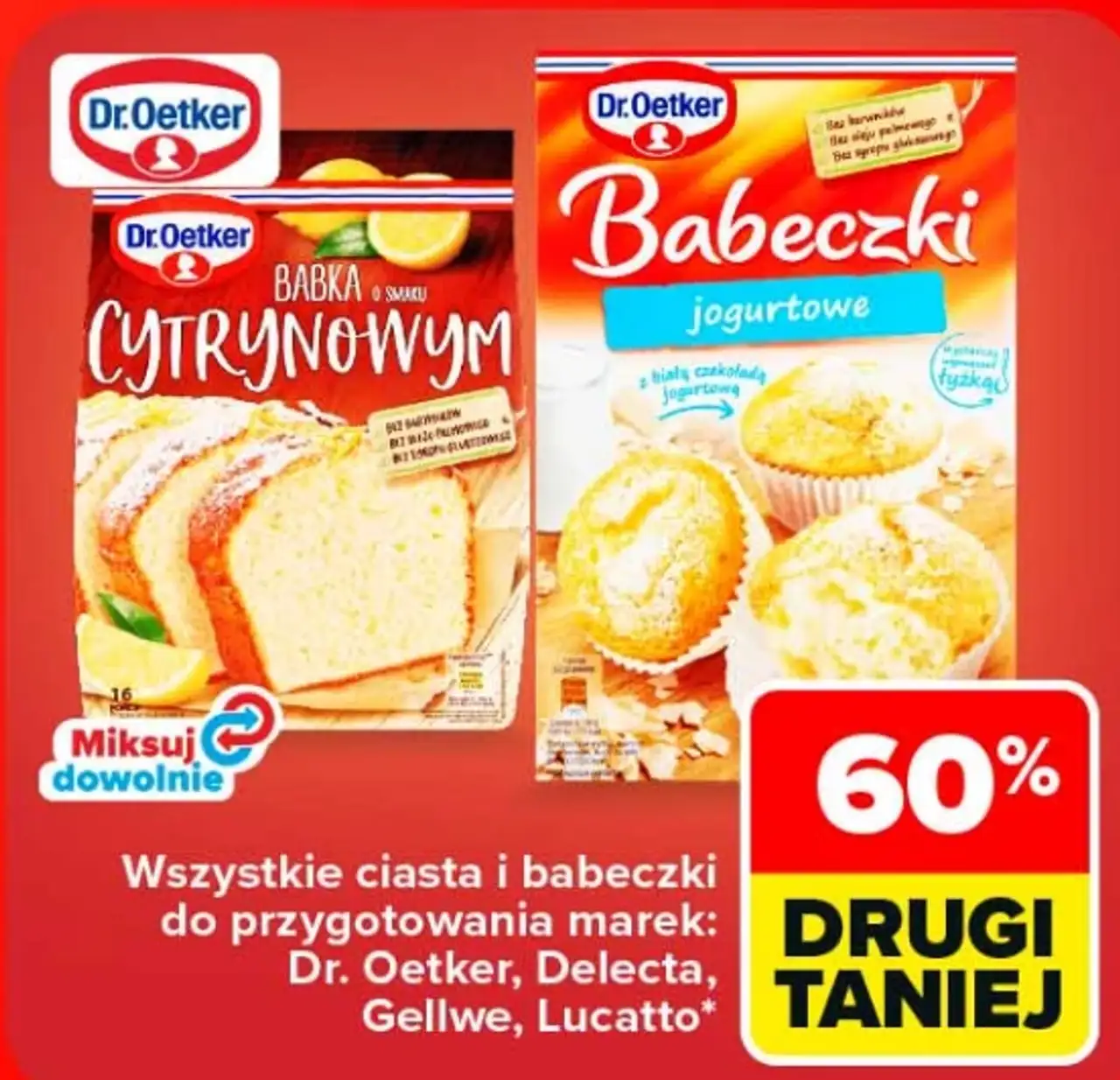 Wszystkie ciasta i babeczki do przygotowania marek: Dr. Oetker, Delecta, Gellwe, Lucatto