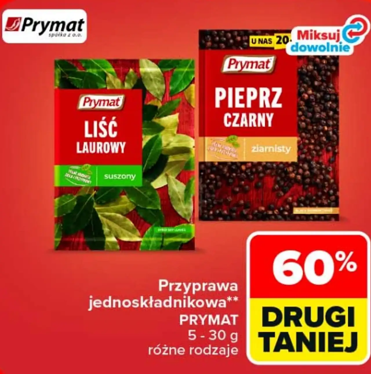 Przyprawa jednoskładnikowa Prymat, różne rodzaje, 5-30 g