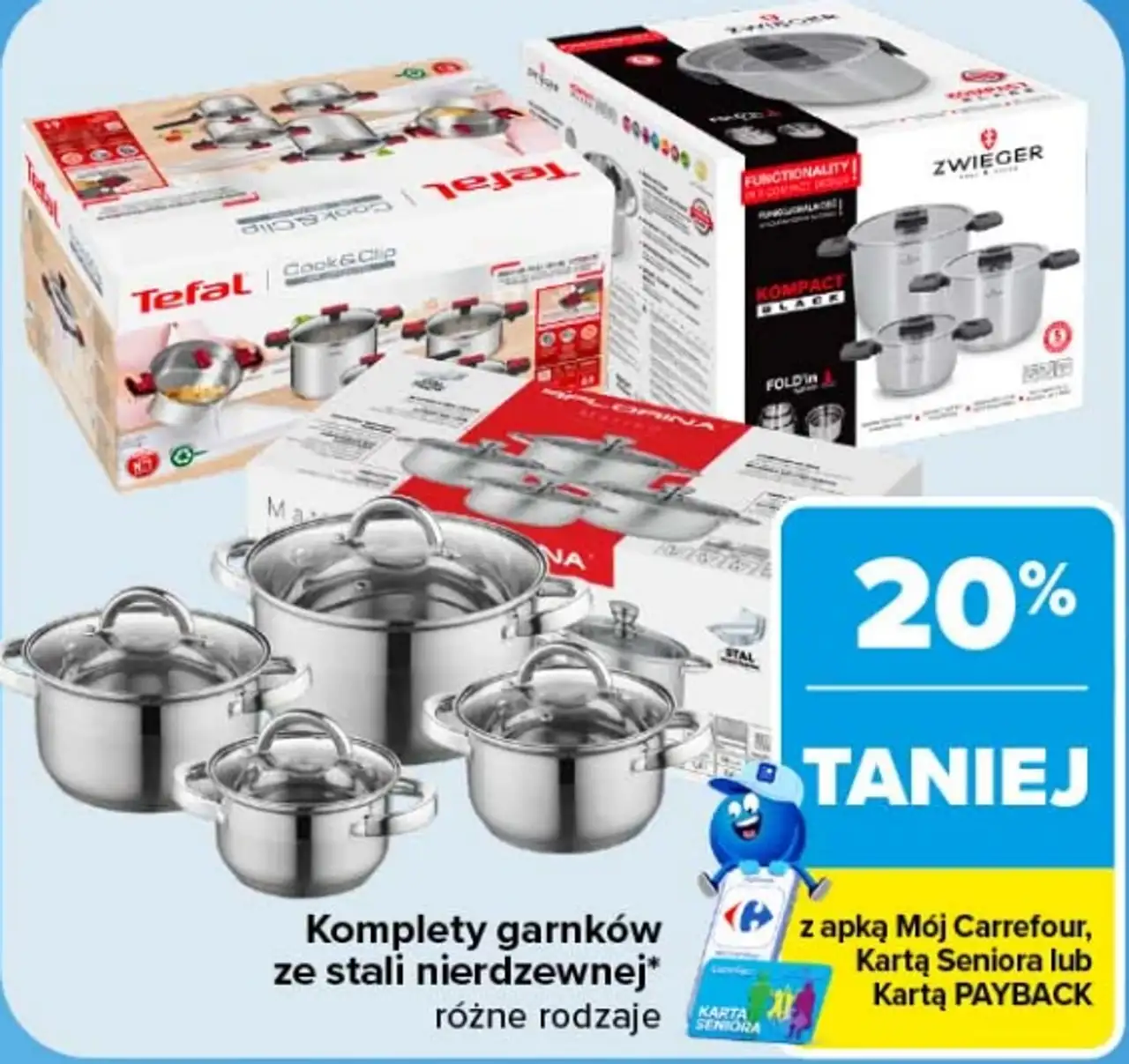 Komplety garnków ze stali nierdzewnej Tefal / Zwieger