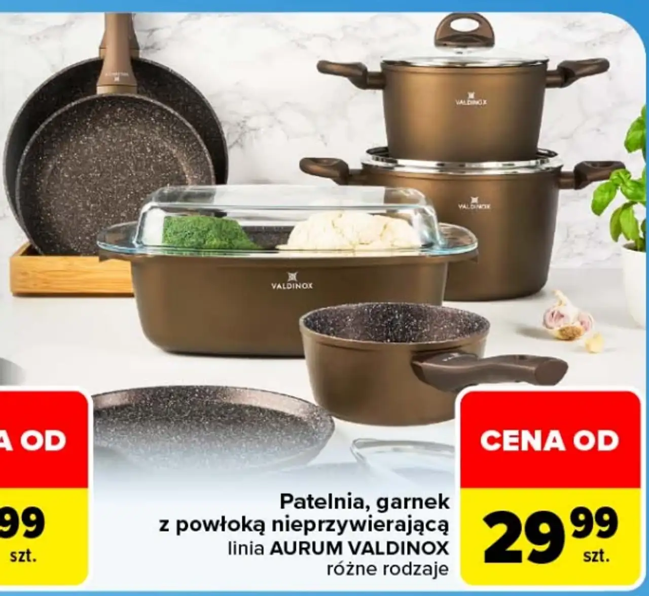 Patelnia, garnek z powłoką nieprzywierającą Valdinox linia Aurum