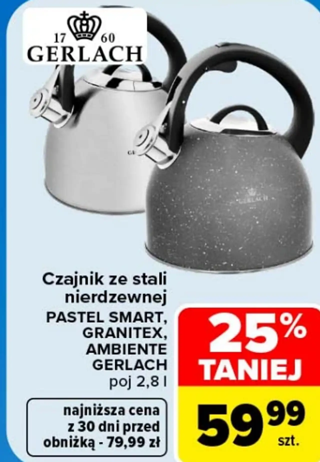 Czajnik ze stali nierdzewnej Gerlach Smart, Granitex, Ambiente poj. 2,8 l