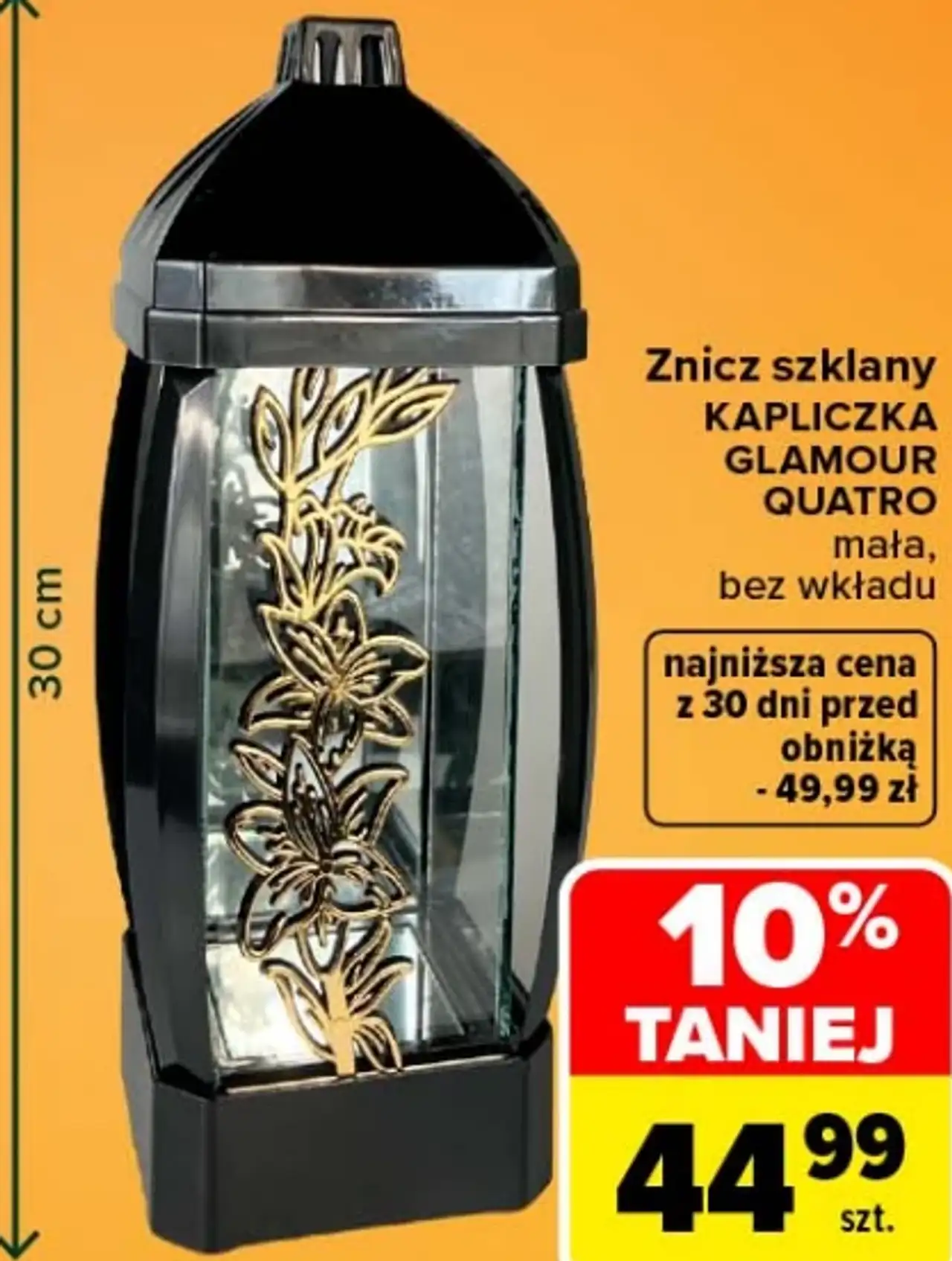 Znicz szklany KAPLICZKA GLAMOUR QUATRO mała, bez wkładu