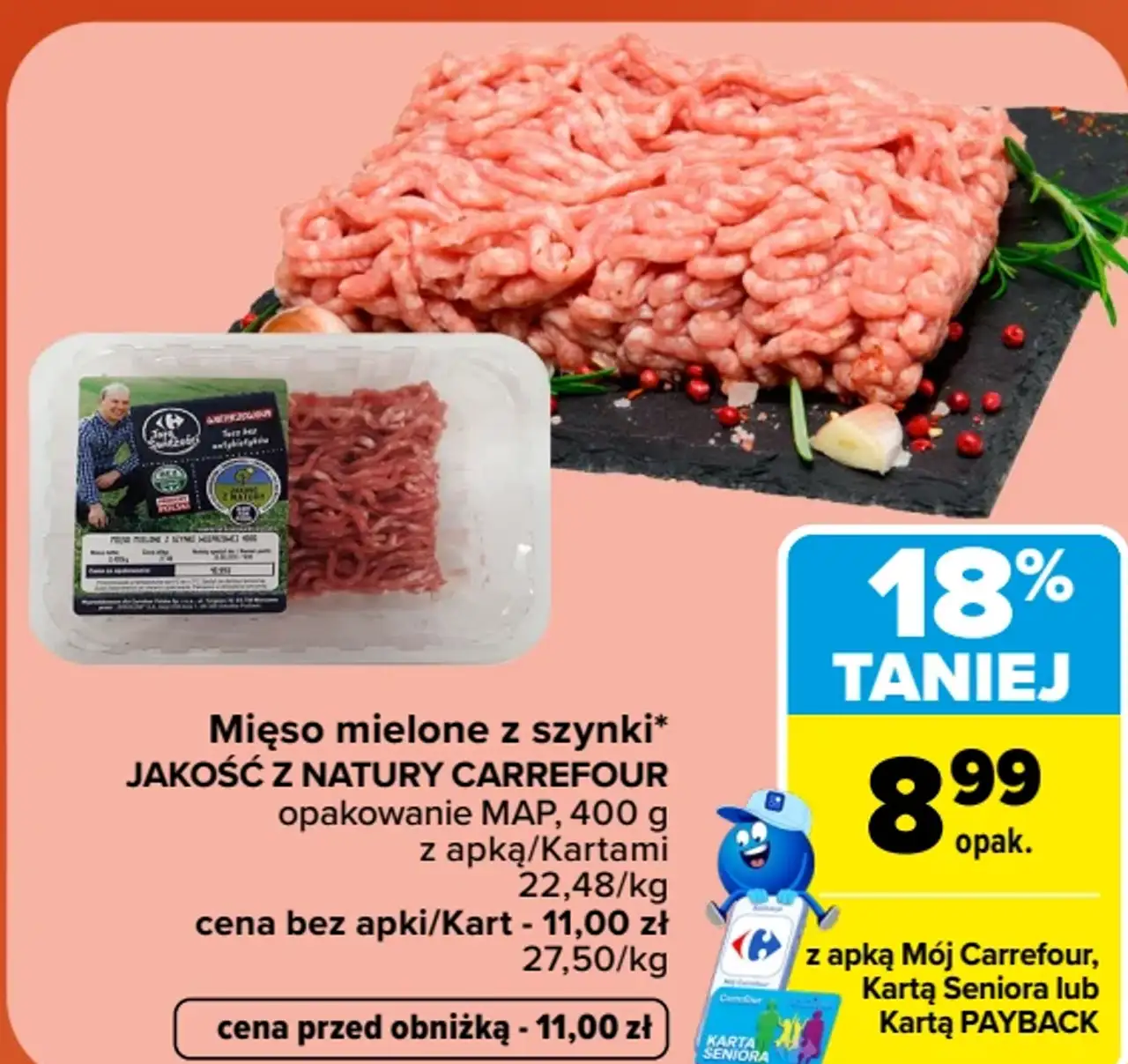 Mięso mielone z szynki Jakość z Natury Carrefour