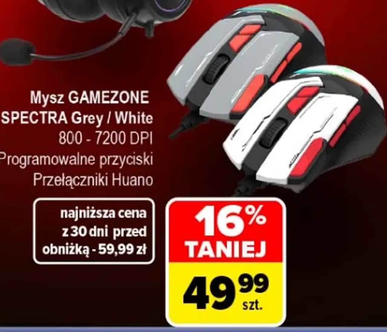 Mysz GAMEZONE SPECTRA Grey / White tracer