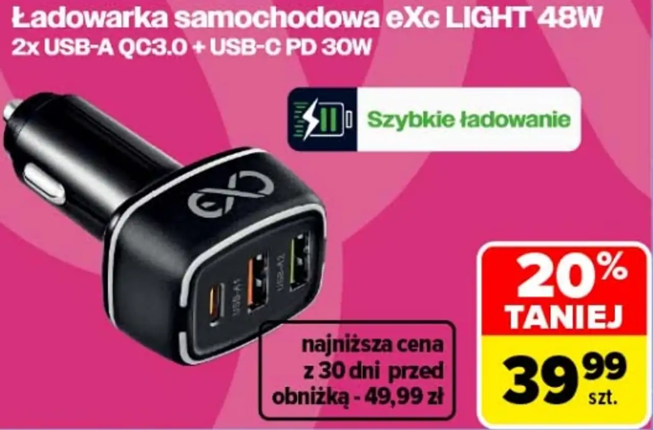 Ładowarka samochodowa eXc LIGHT 48W