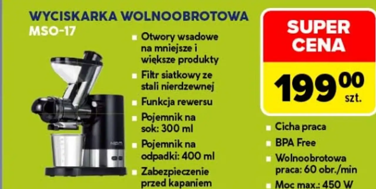 Wyciskarka wolnoobrotowa MPM MSO-17
