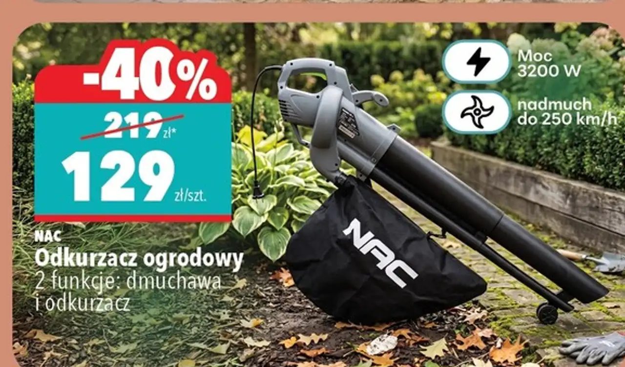 NAC Odkurzacz ogrodowy 2 funkcje: dmuchawa i odkurzacz