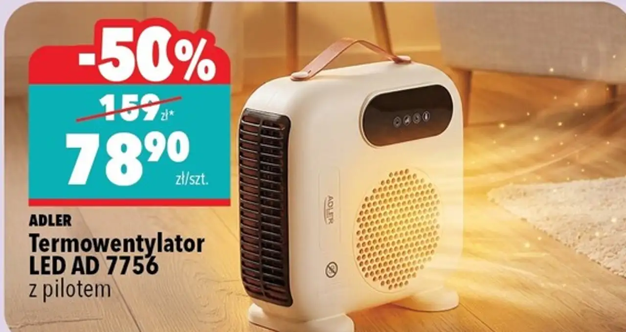 Adler Termowentylator LED AD 7756 z pilotem
