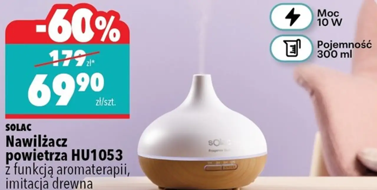 Solac Nawilżacz powietrza HU1053 z funkcją aromaterapii, imitacja drewna