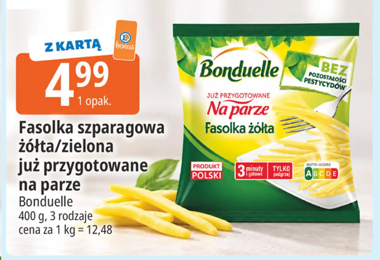 Fasolka szparagowa żółta/zielona już przygotowane na parze Bonduelle