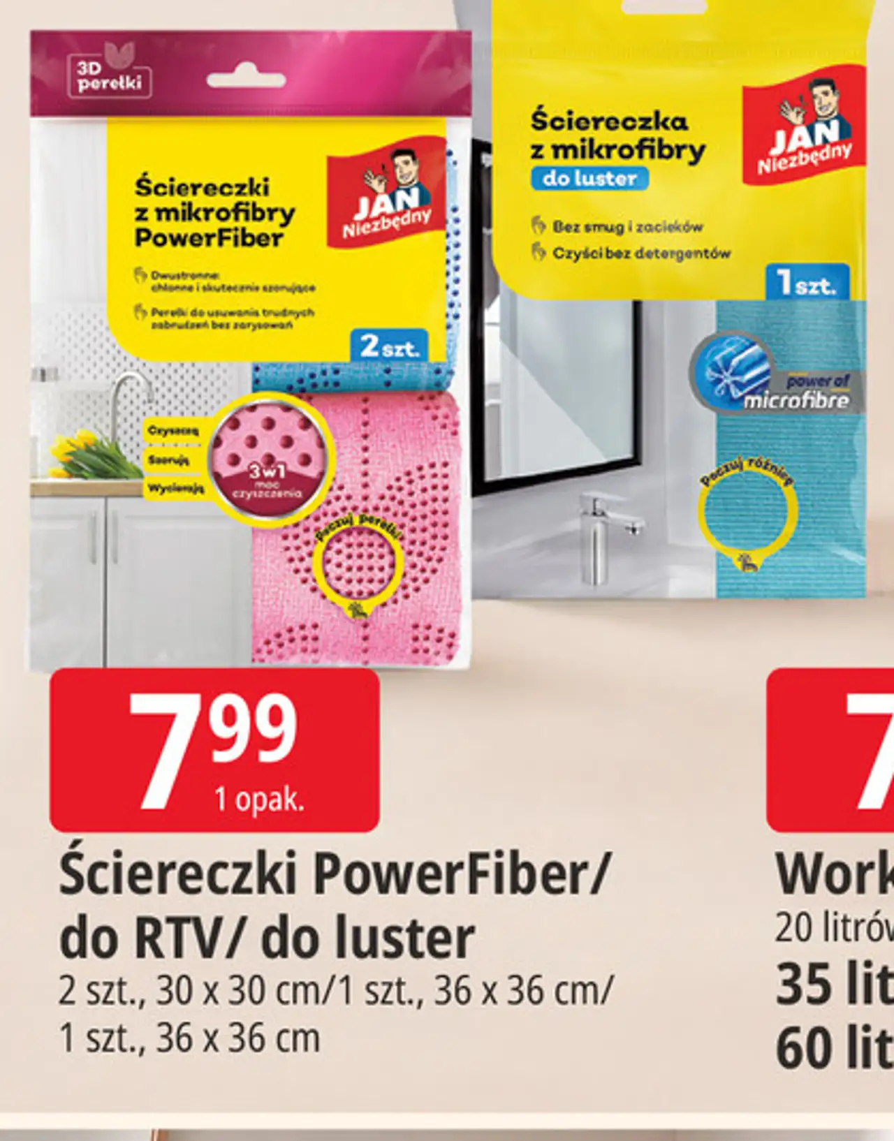 Ściereczki PowerFiber/do RTV/do luster Jan Niezbędny