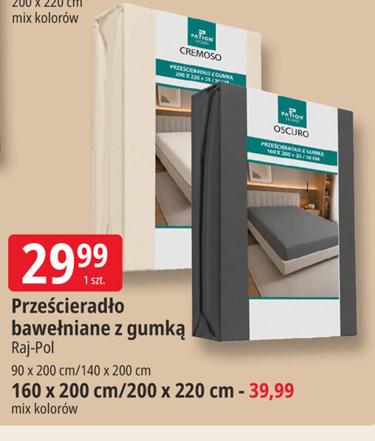 Prześcieradło bawełniane z gumką Raj-Pol