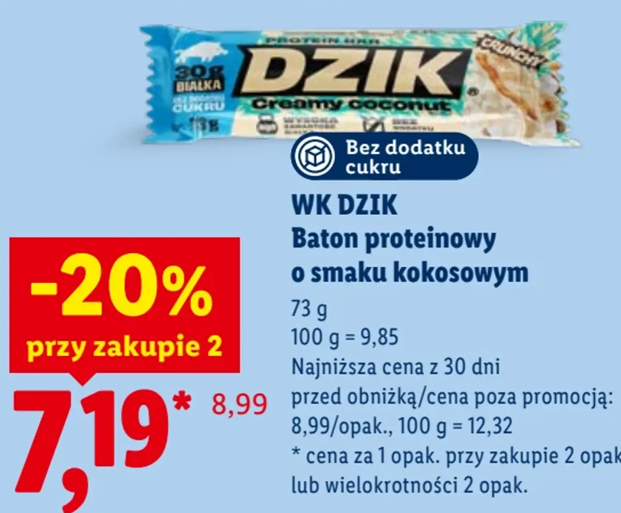 WK DZIK Baton proteinowy o smaku kokosowym