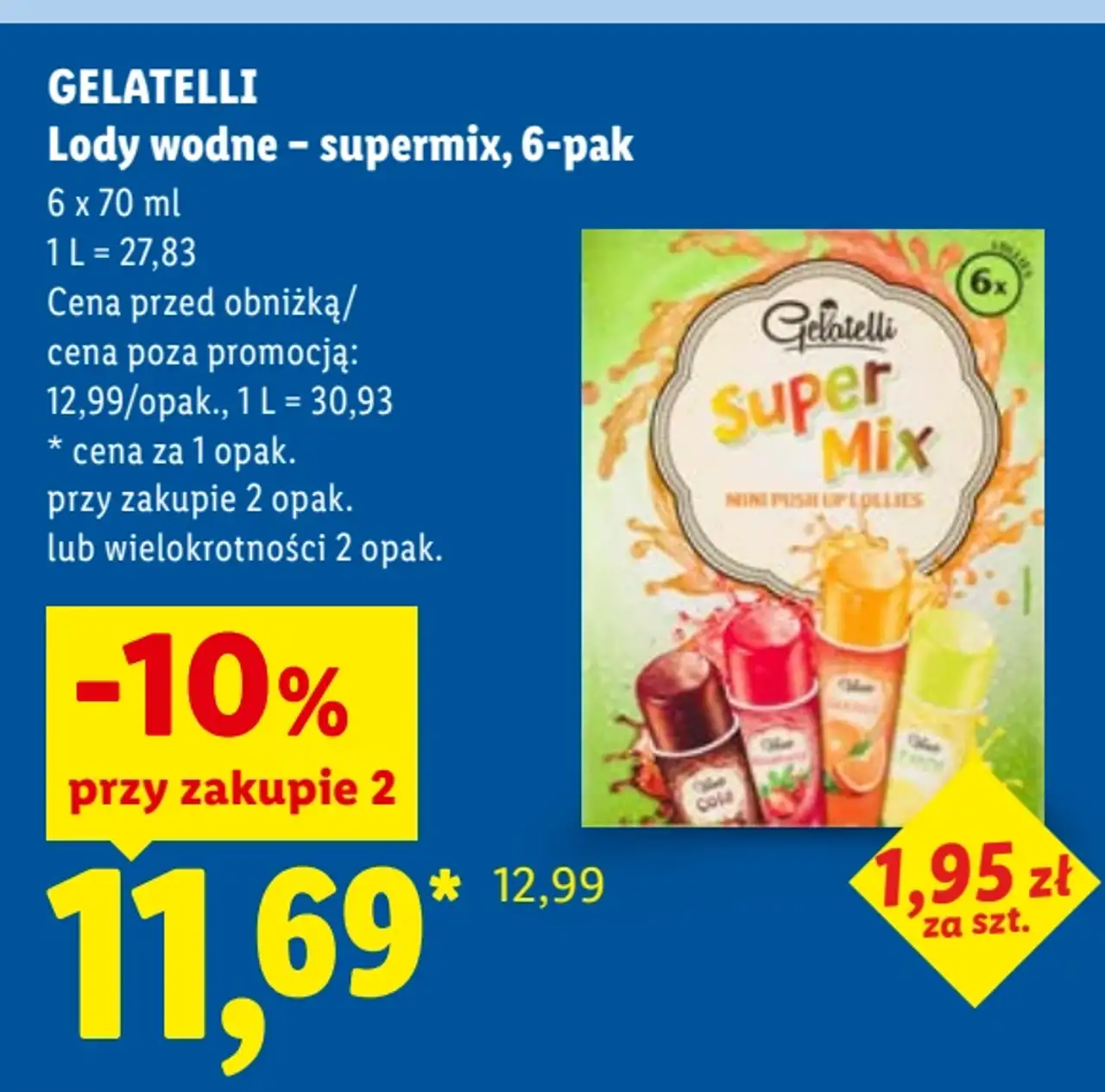 GELATELLI Lody wodne - supermix, 6-pak