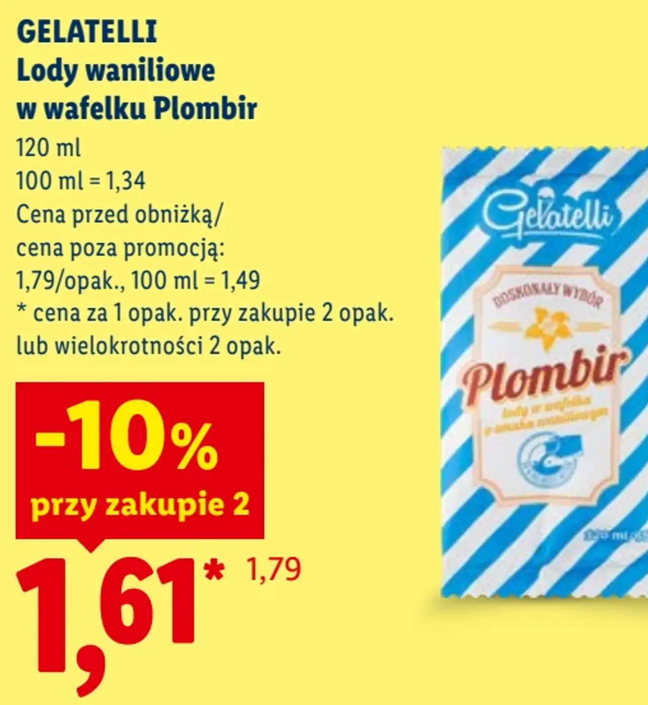 GELATELLI Lody waniliowe w wafelku Plombir