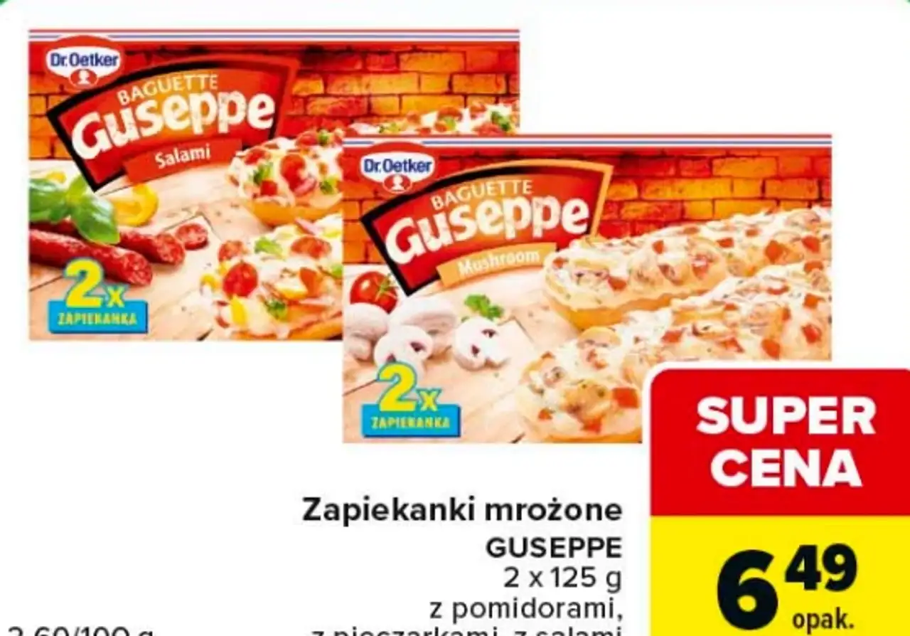 Zapiekanki mrożone GUSEPPE z pomidorami, z pieczarkami, z salami