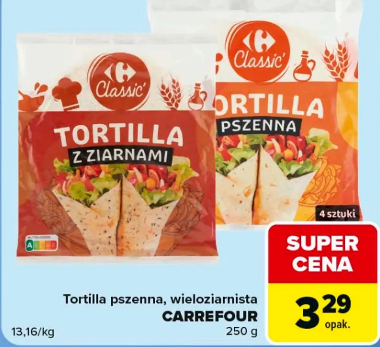 Tortilla pszenna, wieloziarnista Carrefour Classic
