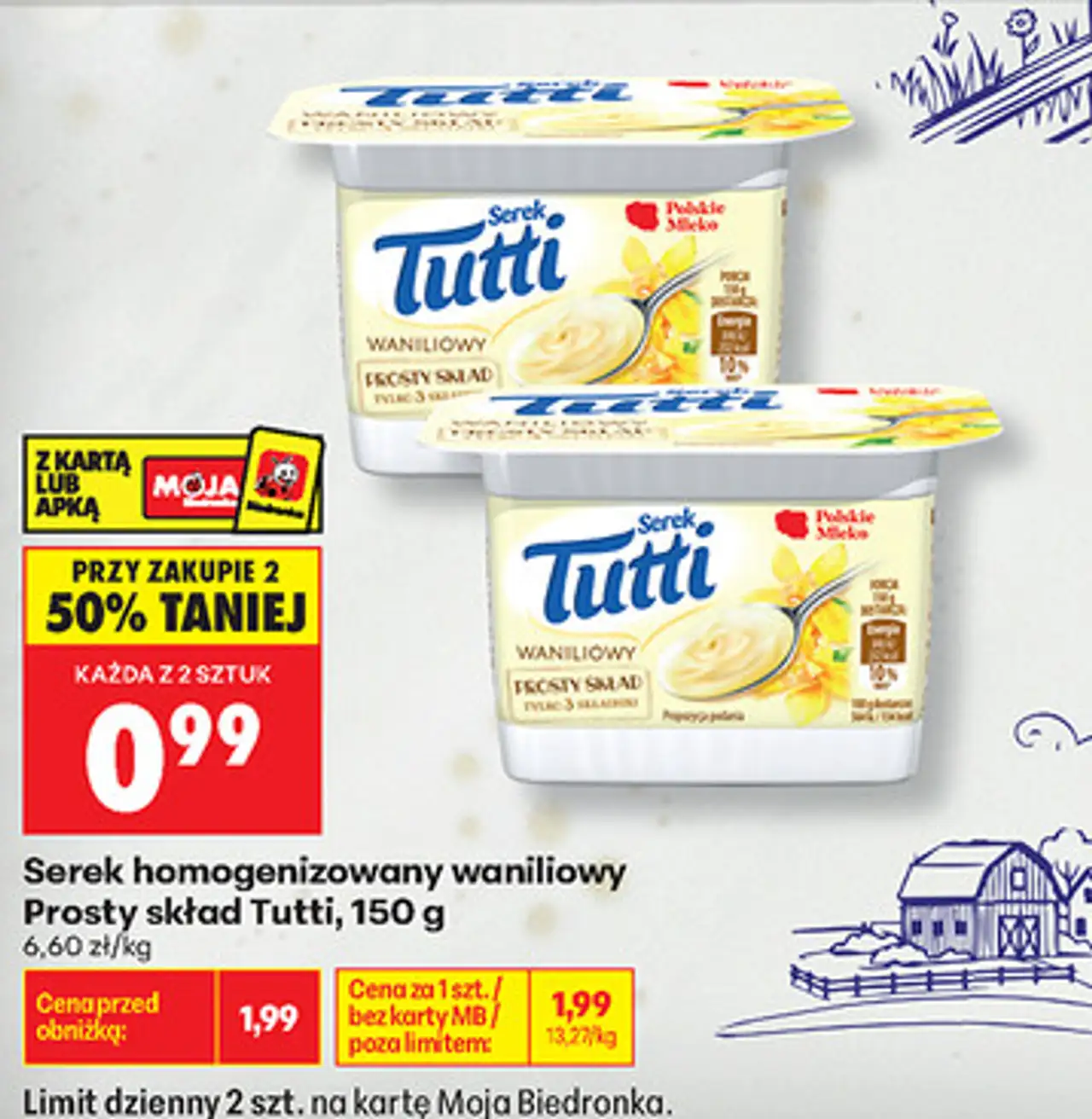 Serek homogenizowany waniliowy Prosty skład Tutti, 150 g