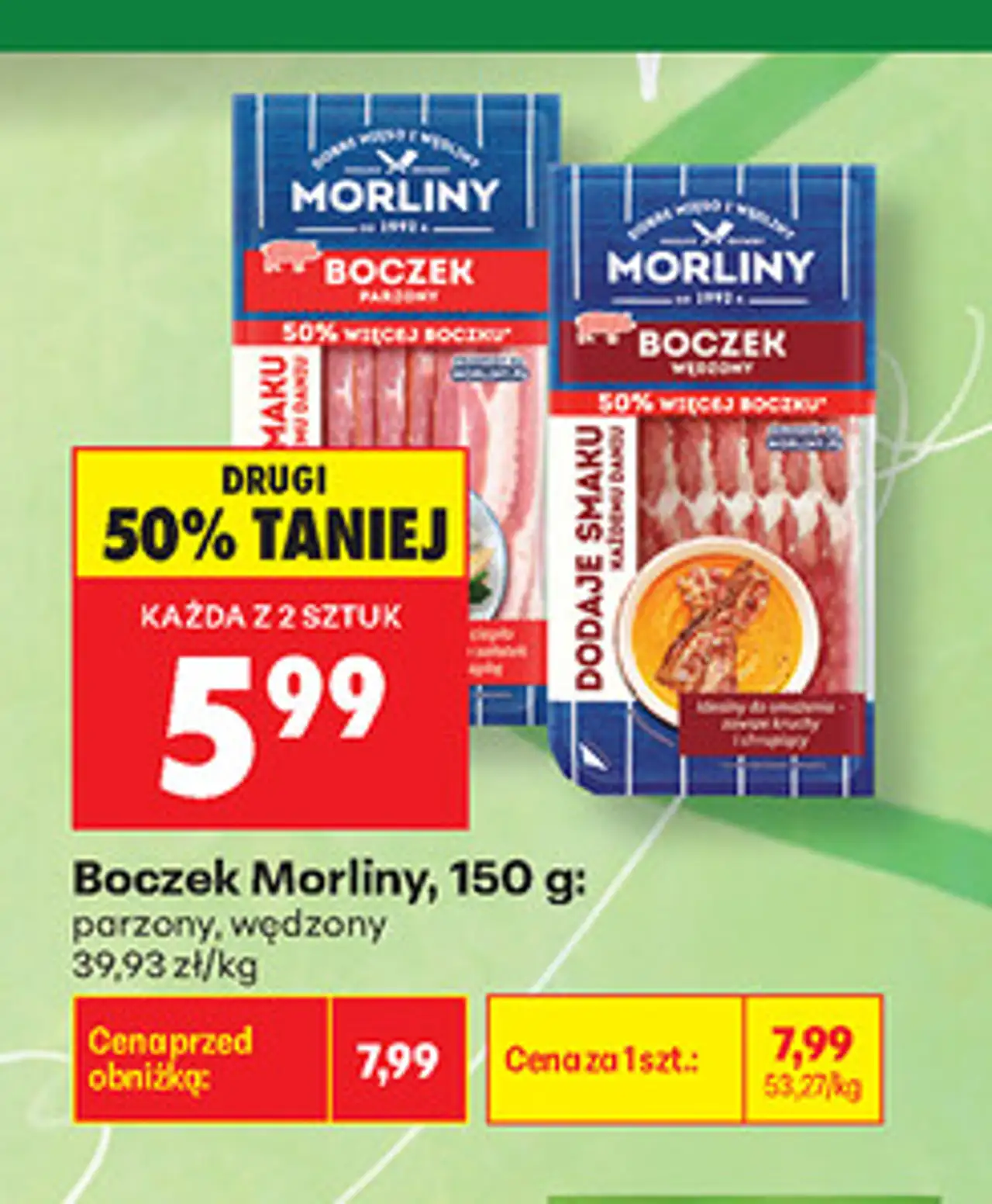 Boczek Morliny, parzony, wędzony, 150 g