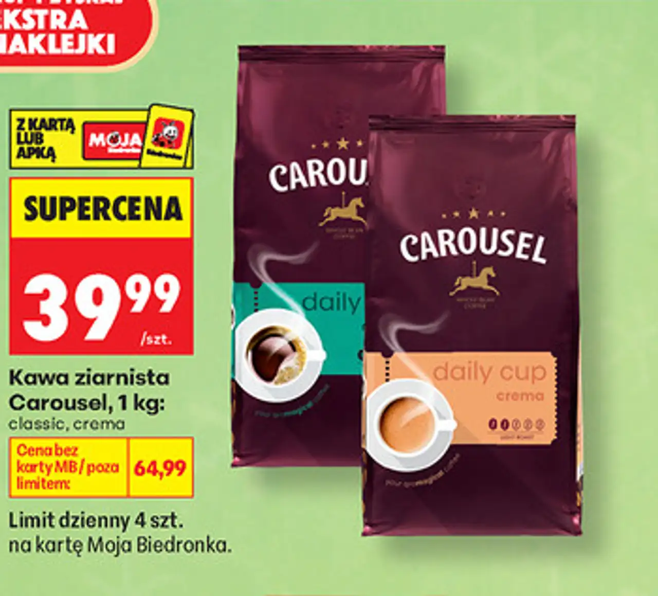 Kawa ziarnista Carousel, 1 kg: classic, crema