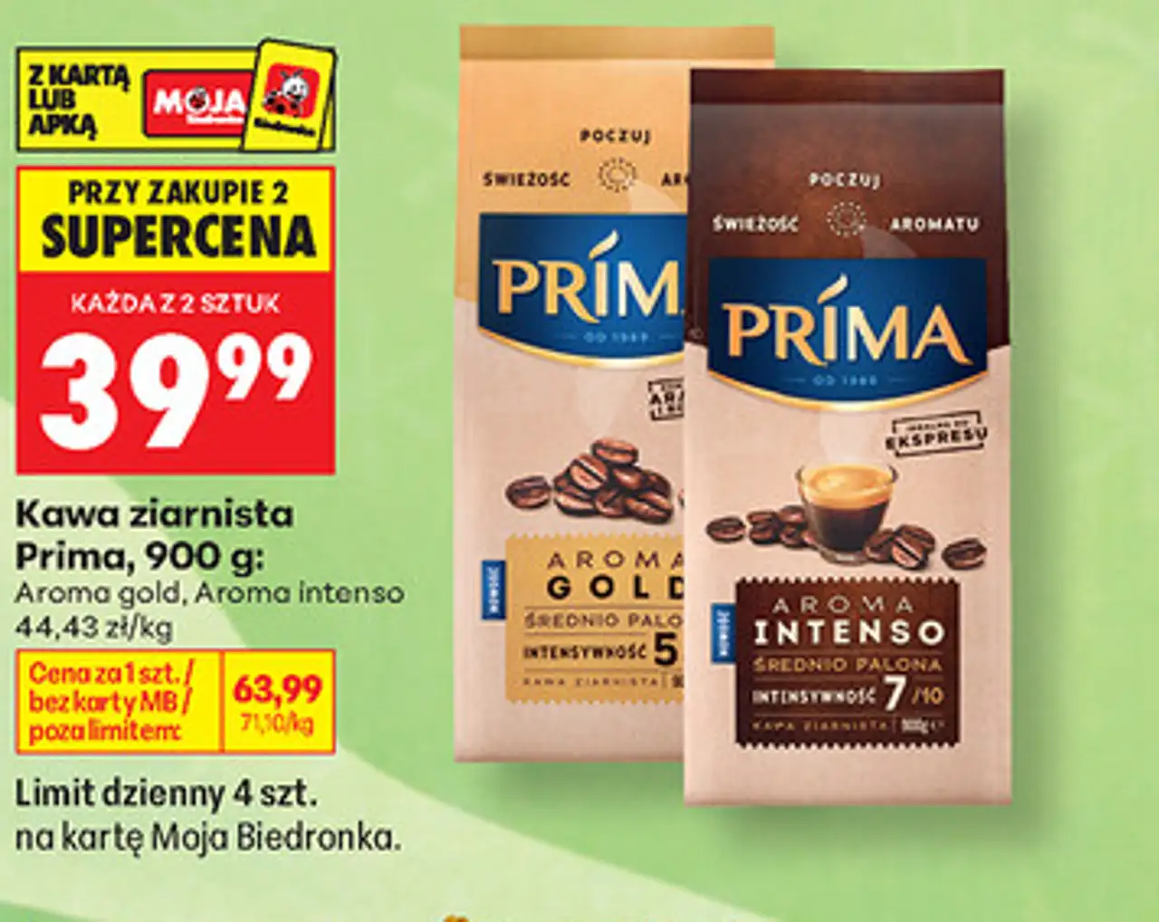 Kawa ziarnista Prima, 900 g: Aroma gold, Aroma intenso