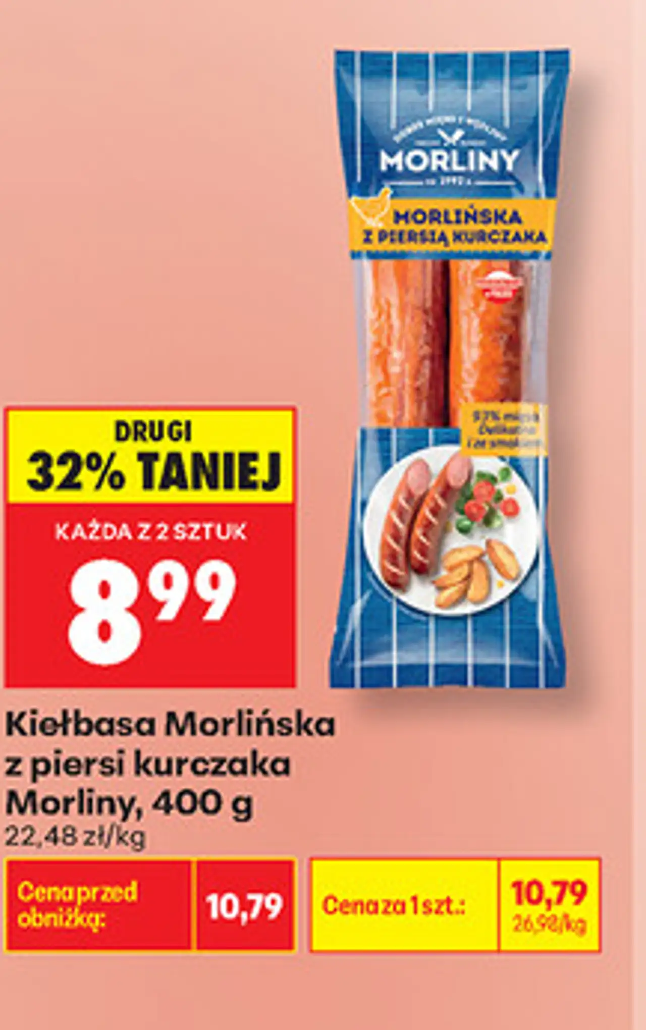 Kiełbasa Morlińska z piersi kurczaka Morliny, 400 g