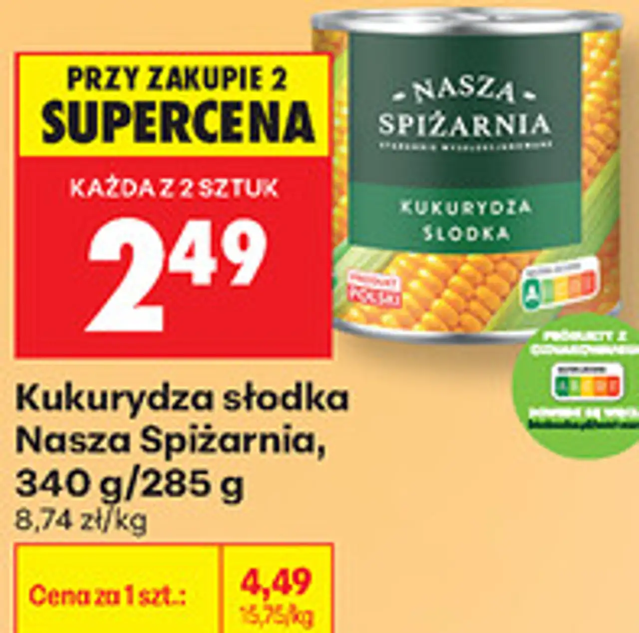 Kukurydza słodka Nasza Spiżarnia, 340 g/285 g