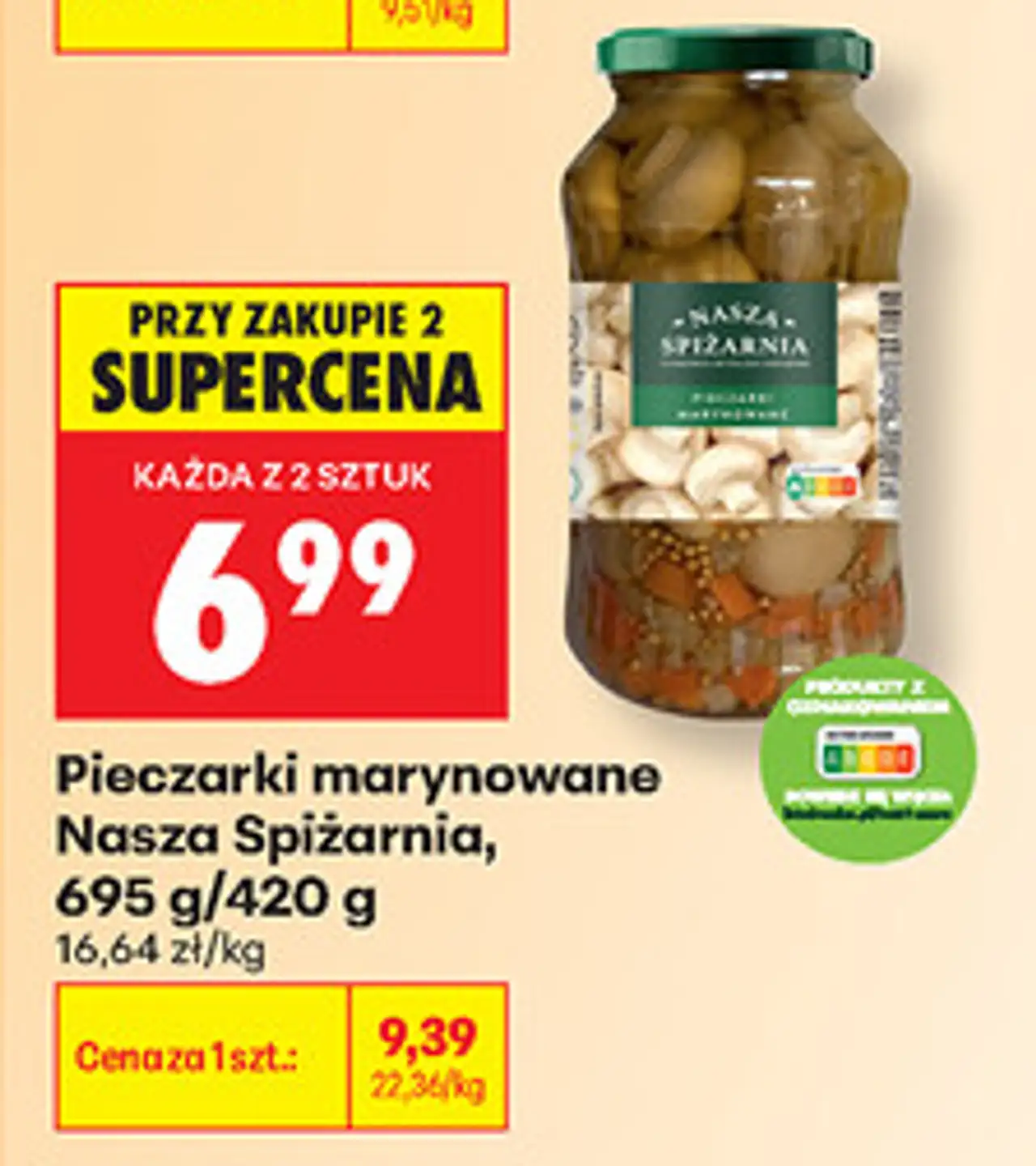 Pieczarki marynowane Nasza Spiżarnia, 695 g/420 g