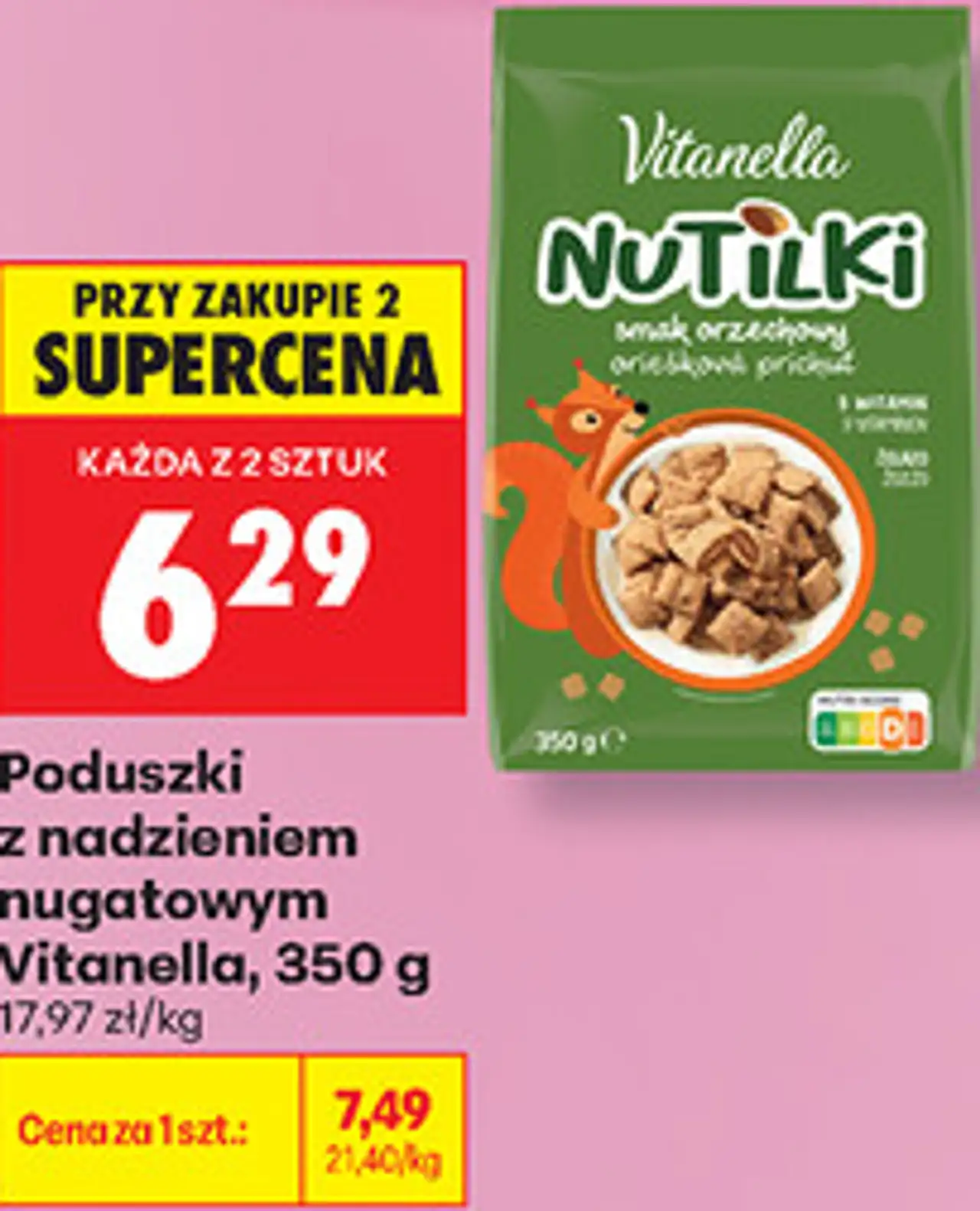Poduszki z nadzieniem nugatowym Nutildi Vitanella, 350 g