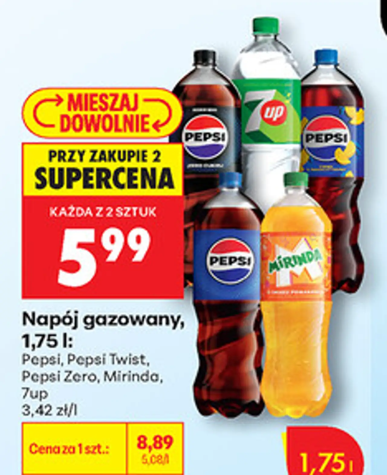 Napój gazowany Pepsi, Pepsi Twist, Pepsi Zero, Mirinda, 7up