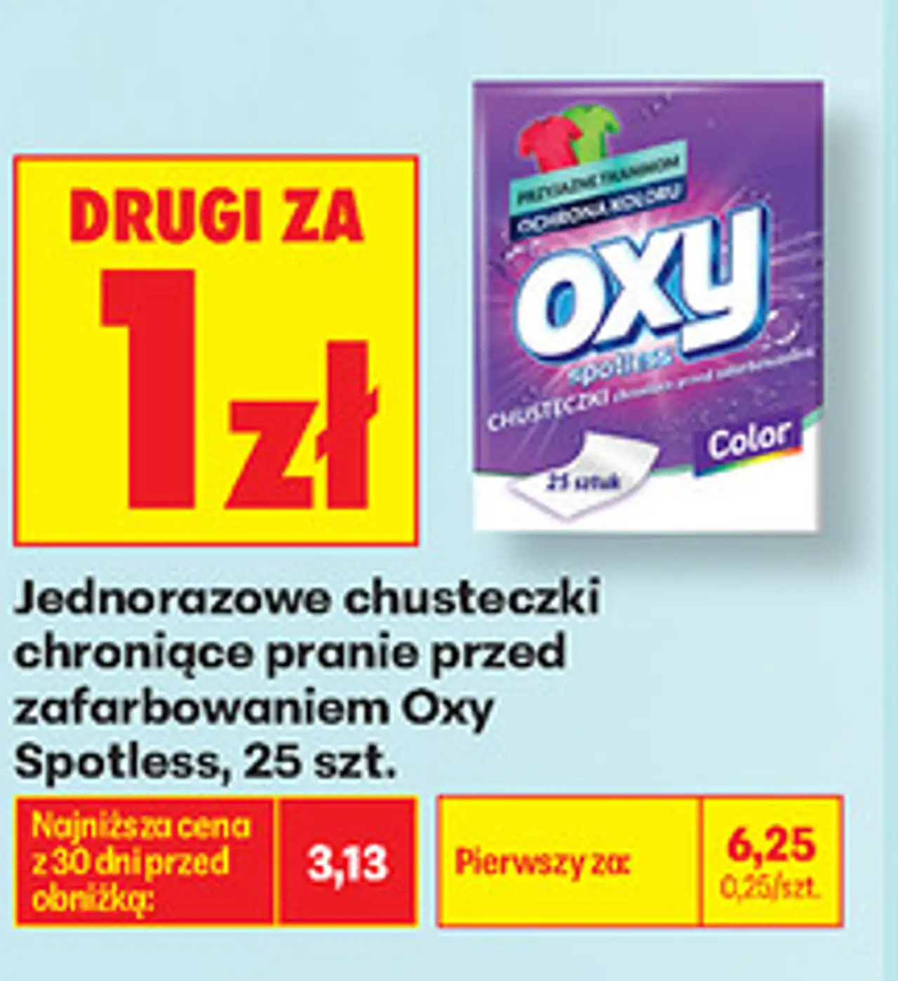 Jednorazowe chusteczki chroniące pranie przed zafarbowaniem Oxy Spotless, 25 szt.