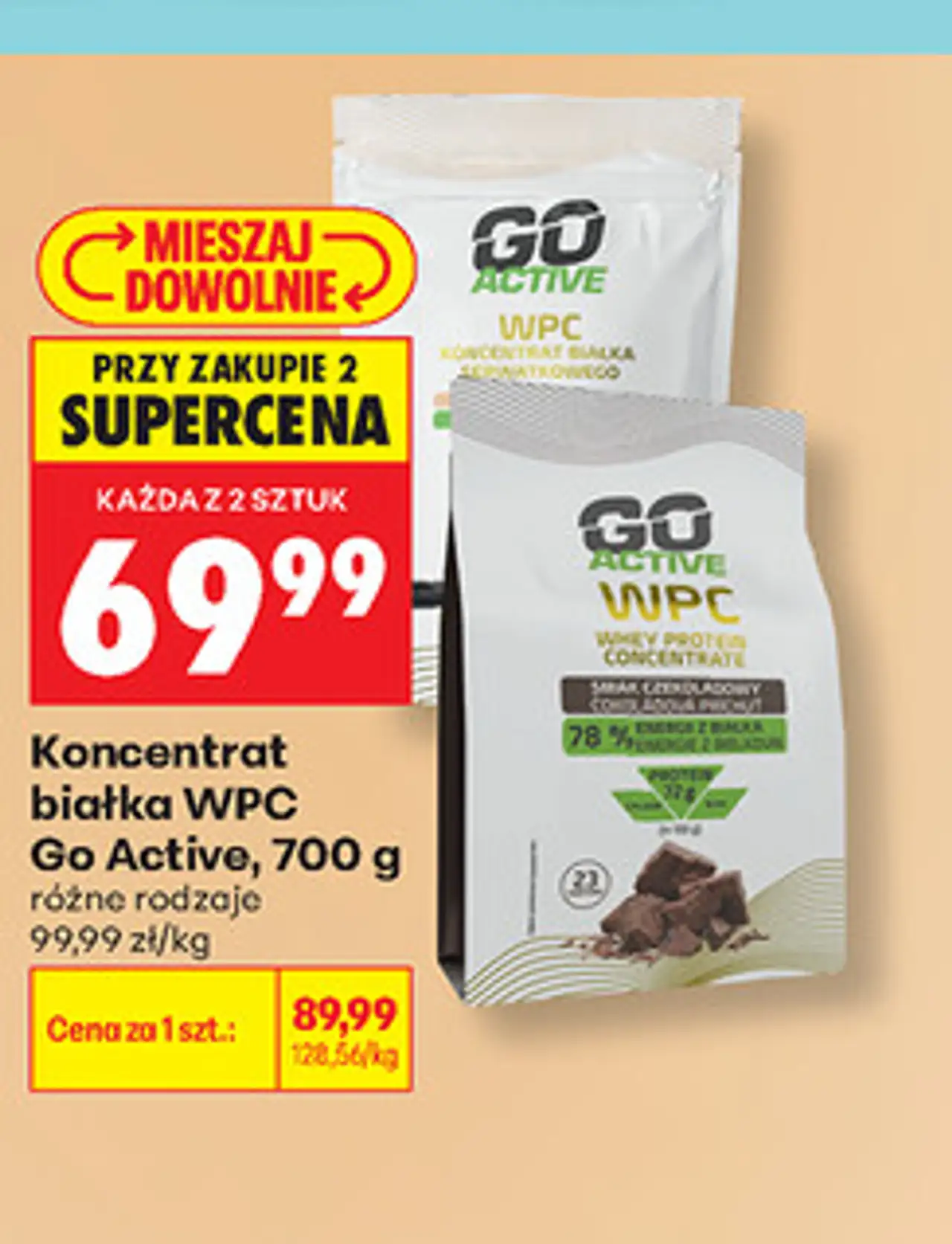 Koncentrat białka WPC Go Active, 700 g różne rodzaje