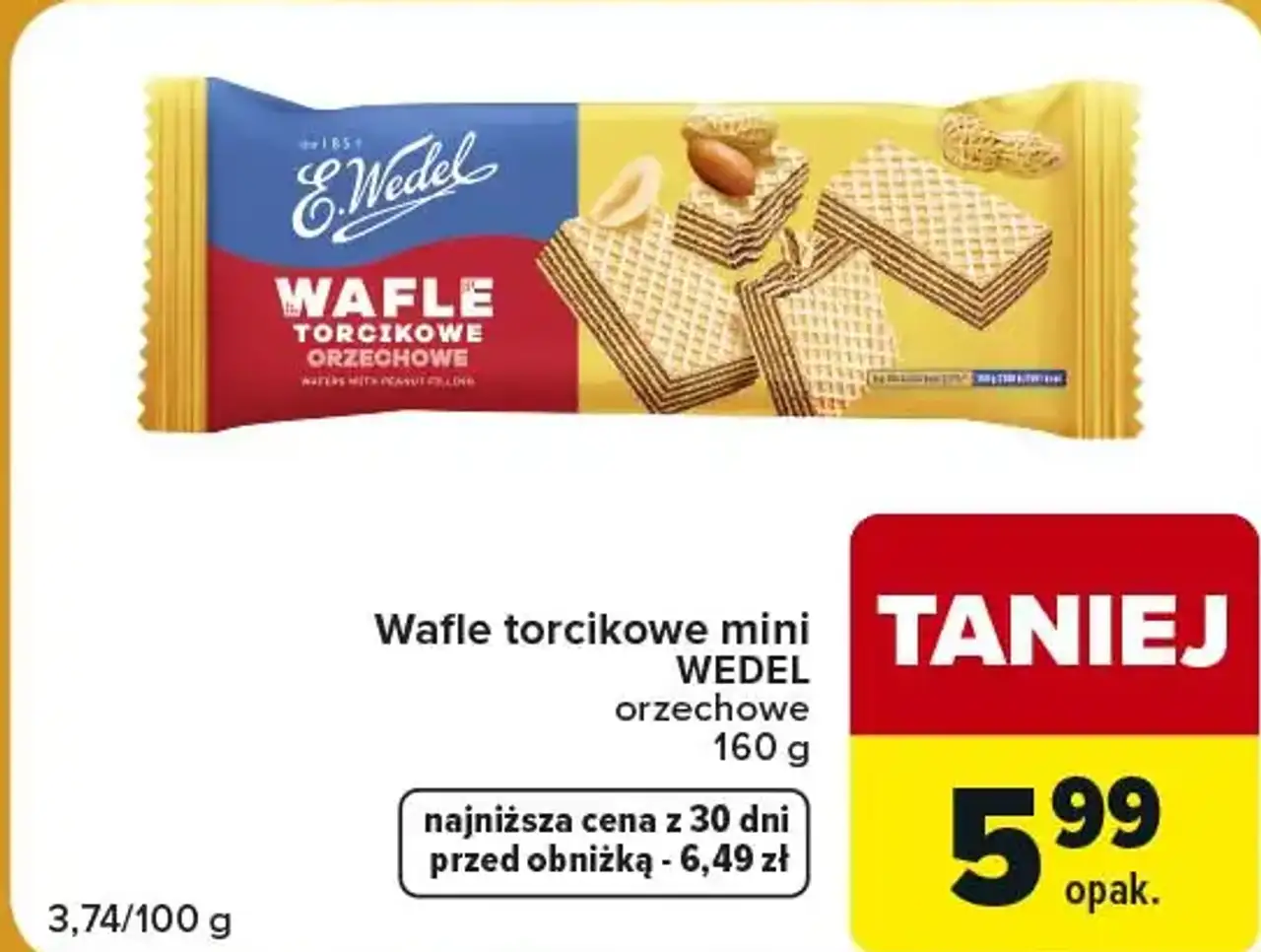 Wafle torcikowe mini WEDEL orzechowe