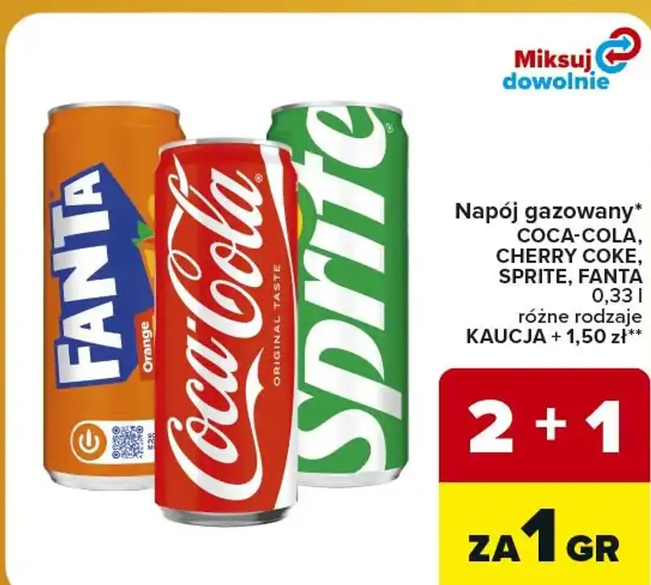 Napój gazowany Coca-Cola, Cherry Coke, Sprite, Fanta