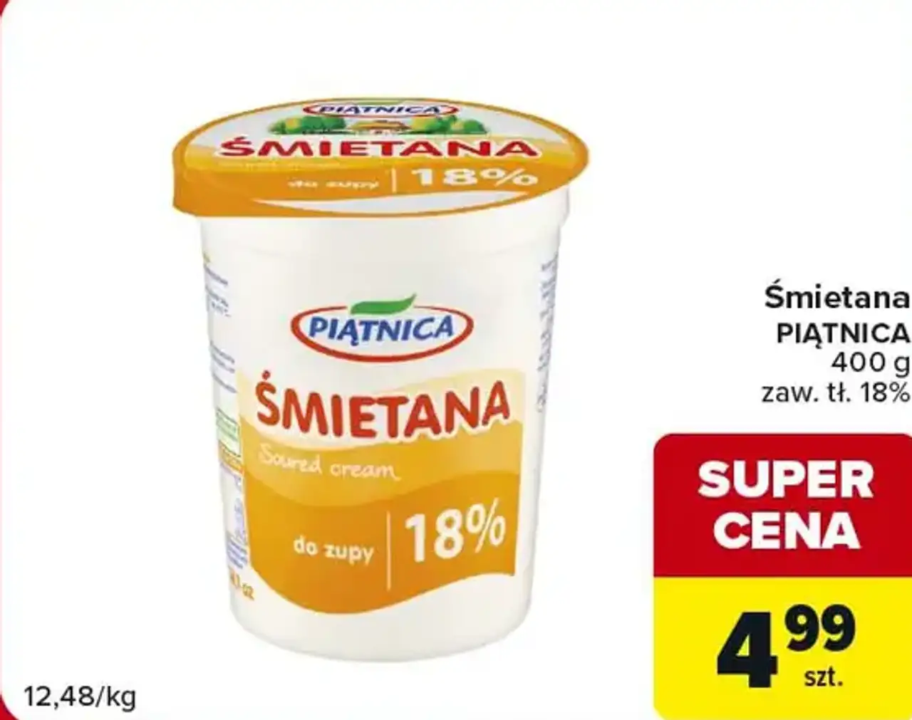 Śmietana PIĄTNICA zaw. tł. 18%