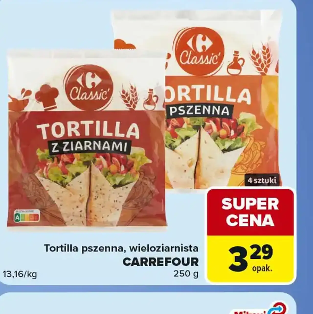 Tortilla pszenna, wieloziarnista Carrefour Classic