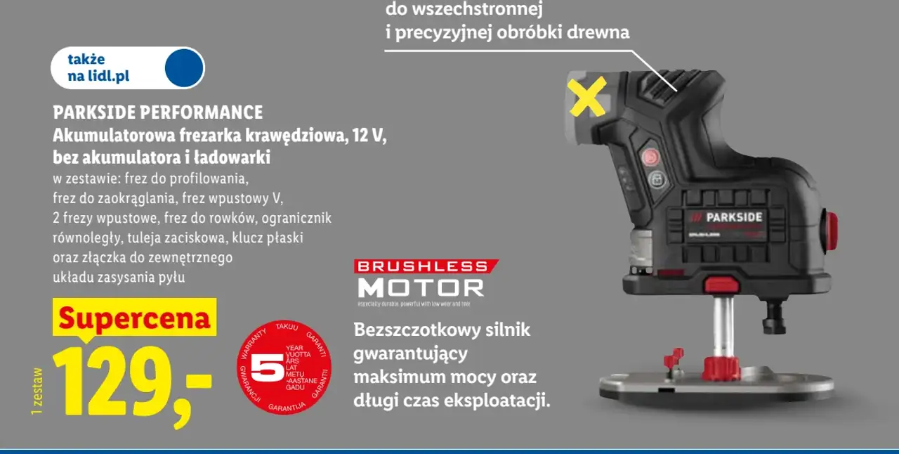 PARKSIDE PERFORMANCE Akumulatorowa frezarka krawędziowa, 12 V, bez akumulatora i ładowarki