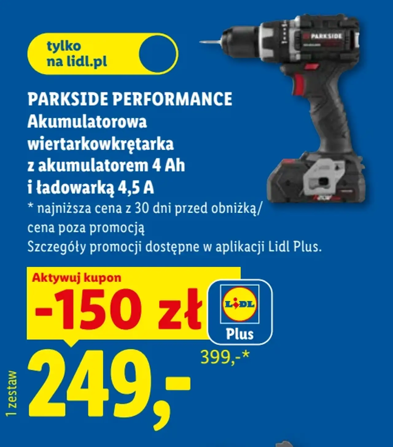 PARKSIDE PERFORMANCE Akumulatorowa wiertarkowkrętarka z akumulatorem 4 Ah i ładowarką 4,5 A
