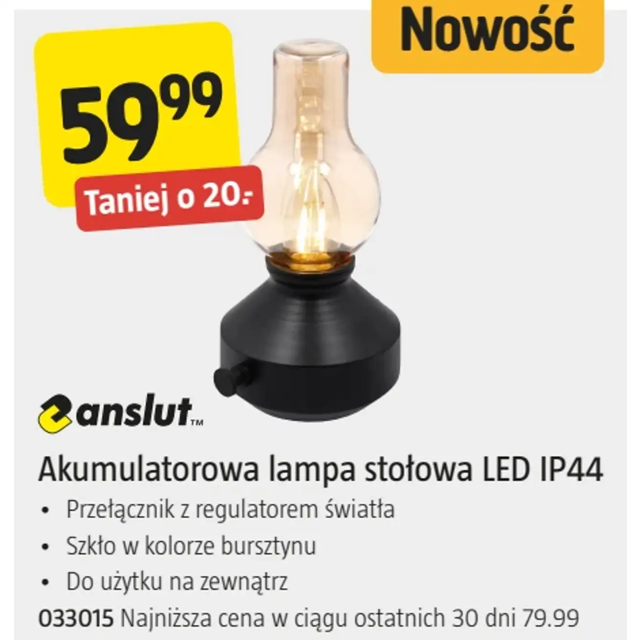 Akumulatorowa lampa stołowa LED IP44 Anslut