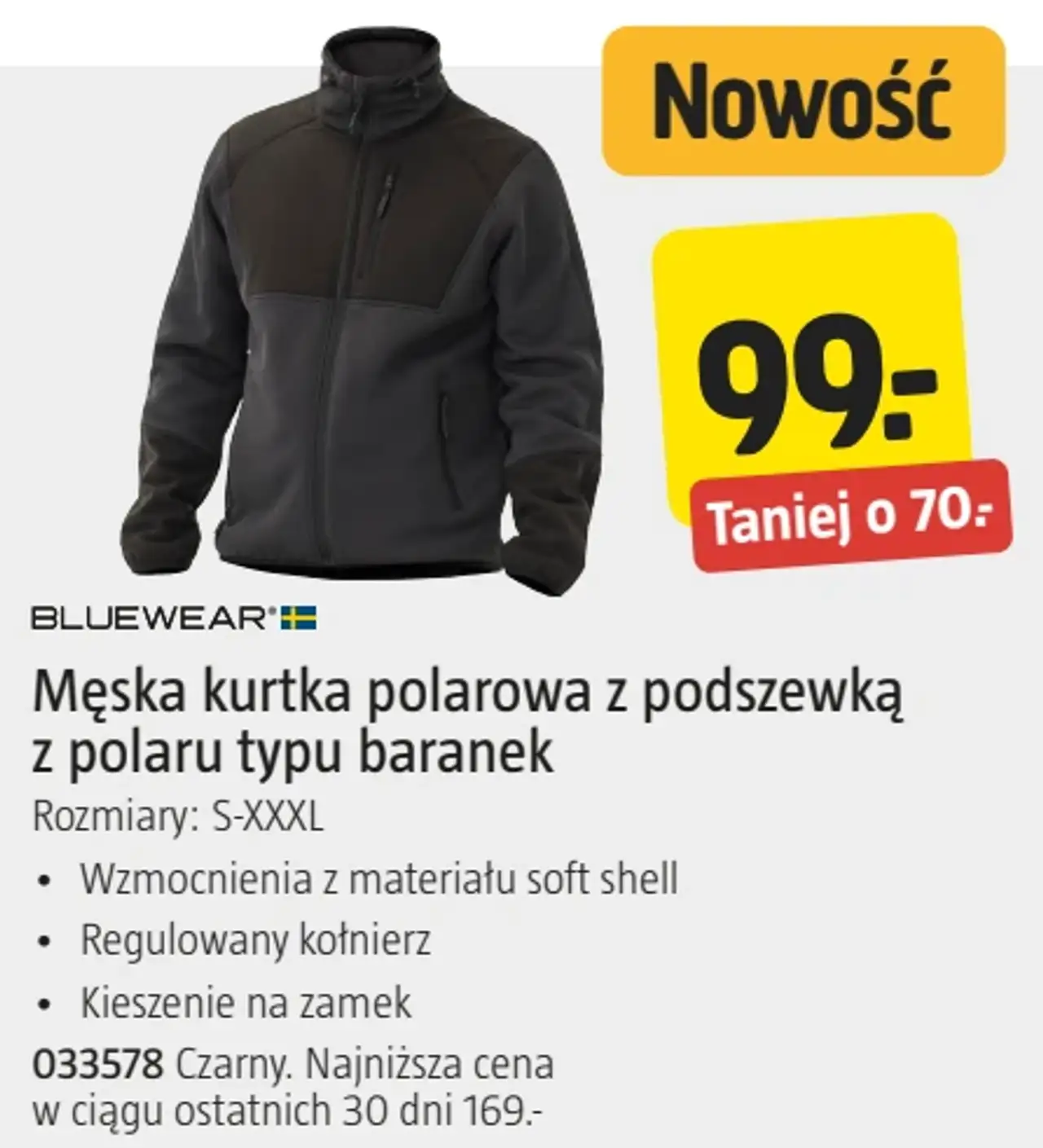 Męska kurtka polarowa z podszewką z polaru typu baranek Bluewear