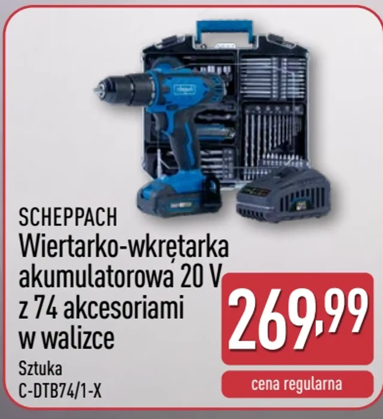 Scheppach Wiertarko-wkrętarka akumulatorowa 20 V z 74 akcesoriami w walizce