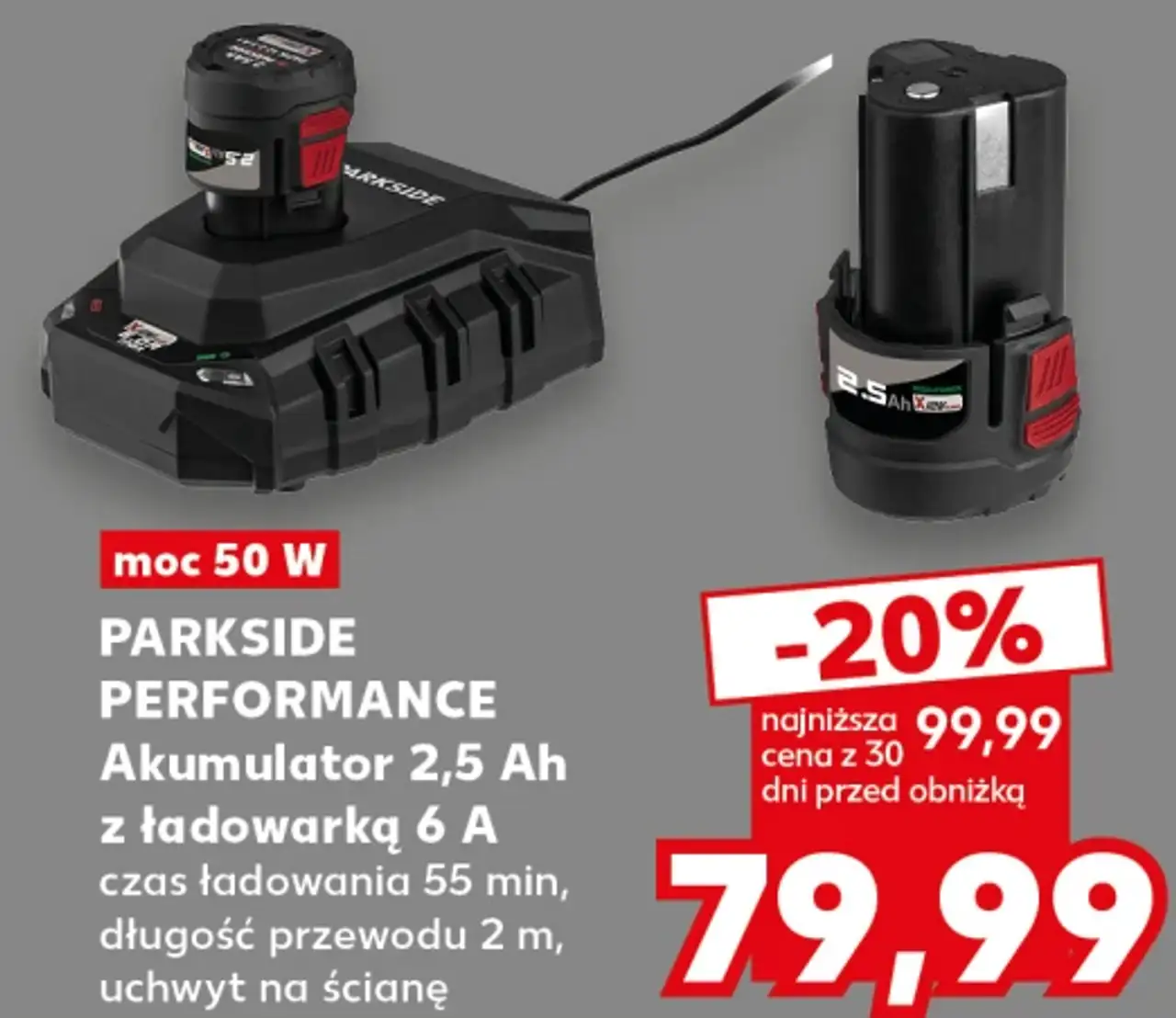 PARKSIDE PERFORMANCE Akumulator 2,5 Ah z ładowarką 6 A