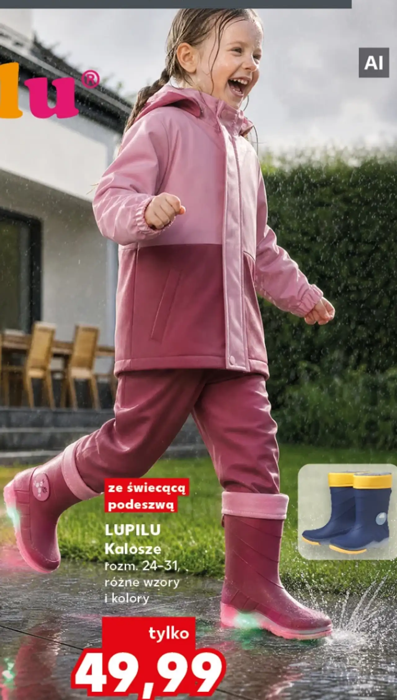 LUPILU Kalosze dziecięce ze świecącą podeszwą